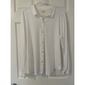 Eileen Fisher Size XL Classic White Shirt Blouse Button Down Lightweight